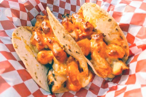 Buffalo Cheese Curd and Chicken Taco