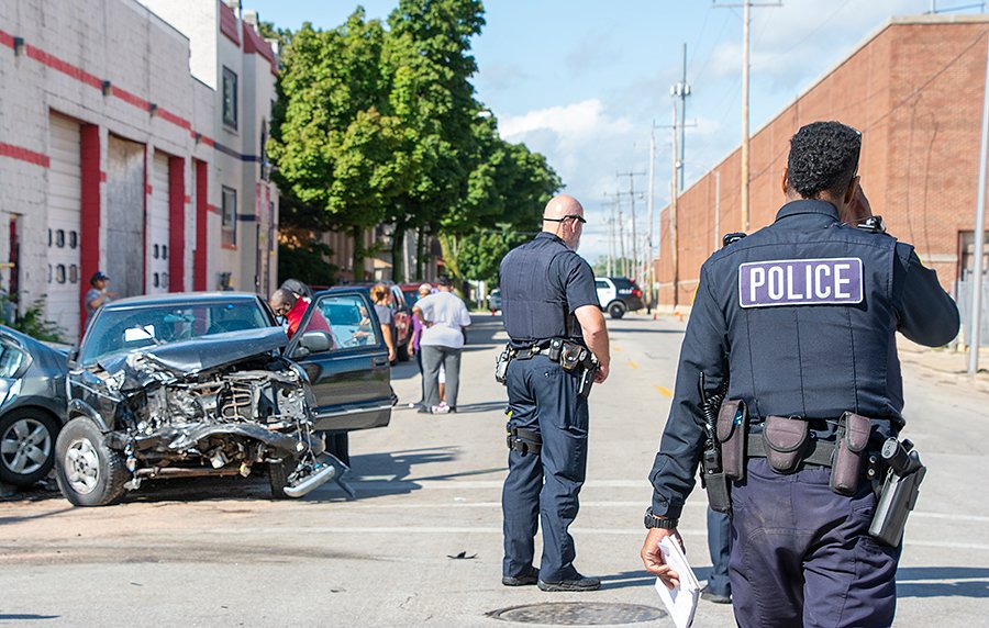 16 Policemen at Car Accident 35th St & Townsend  by Tom Jenz.jpg