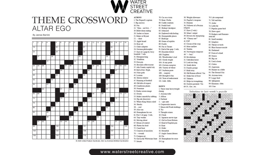 Crossword: Week of Oct 1 2020 Shepherd Express