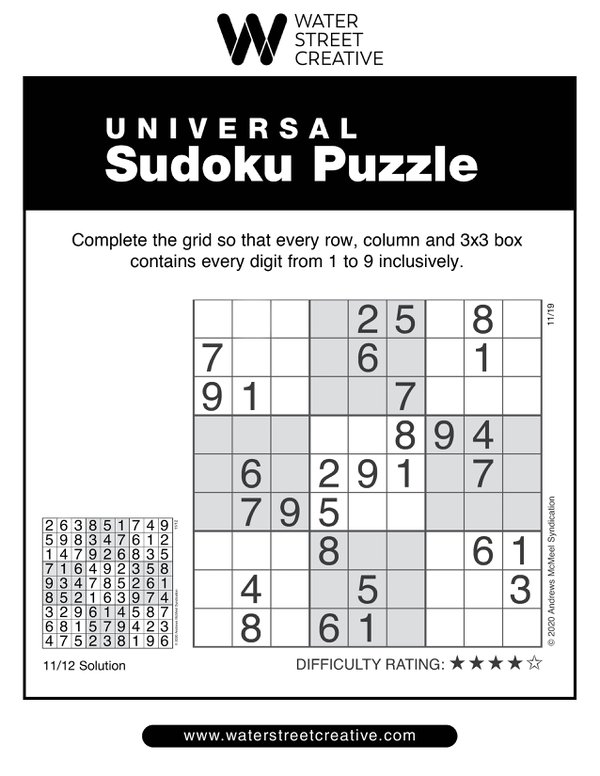 Sudoku Nov. 19, 2020