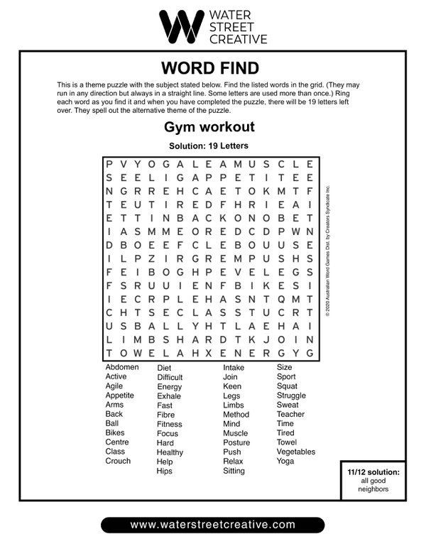 Word Find Nov. 19, 2020