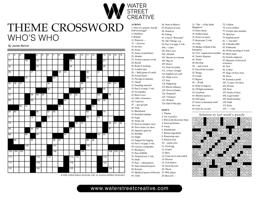 Crossword: Week of Jan. 7, 2021 - Shepherd Express