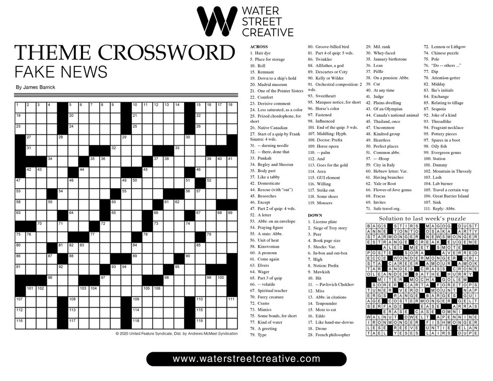 Crossword: Week of Jan. 21, 2021 - Shepherd Express