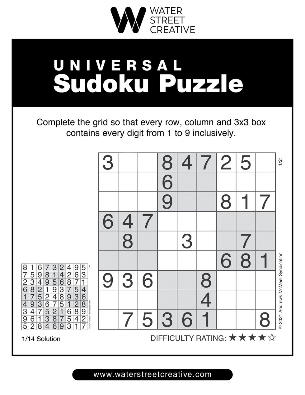 Sudoku Week Of Jan 21 21 Shepherd Express