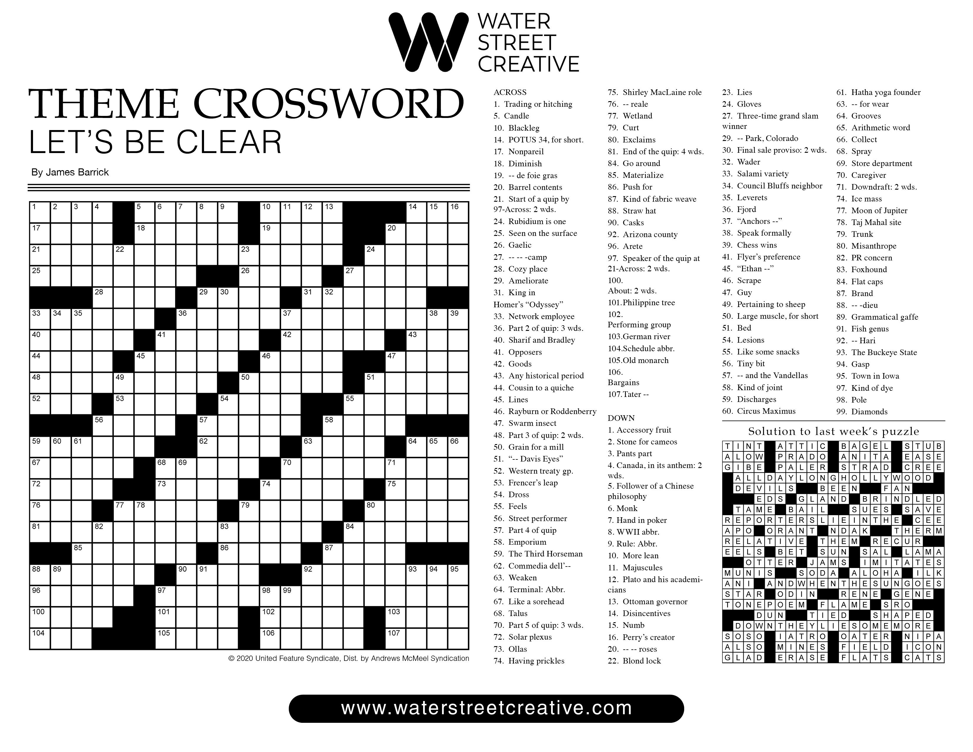 Puzzles: Printable Crossword and Sudoku - Issue: October 29, 2021