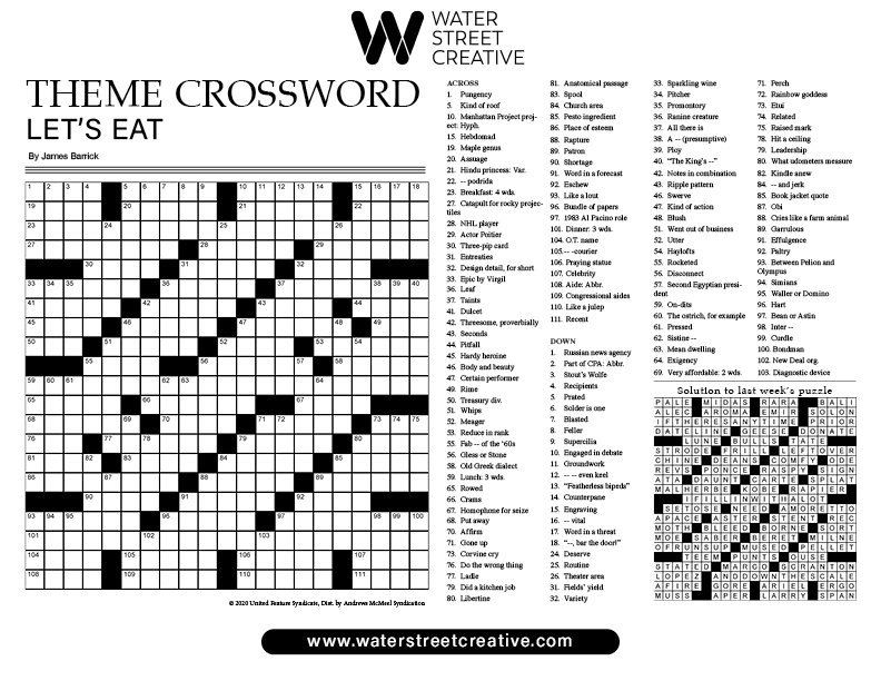 Crossword: Week of Sept 9 2021 Shepherd Express