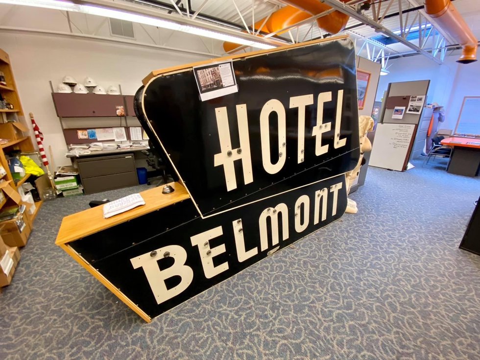 Belmont Hotel sign