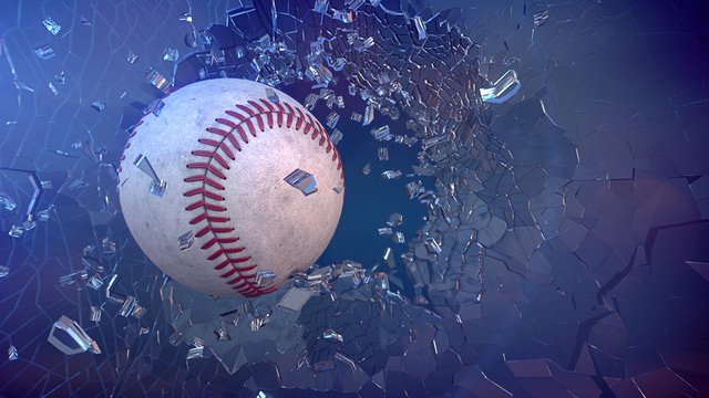 Baseball smashing glass