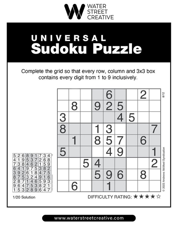 Sudoku: Week of Jan. 27, 2022