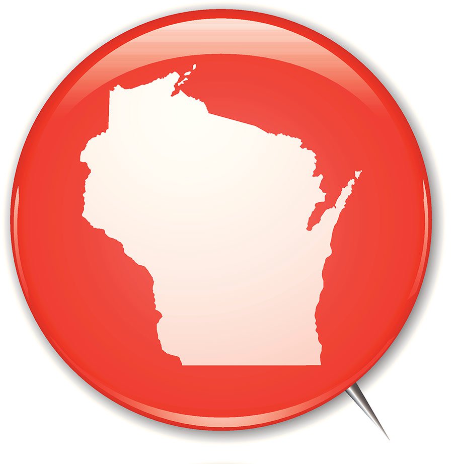 Red Wisconsin button