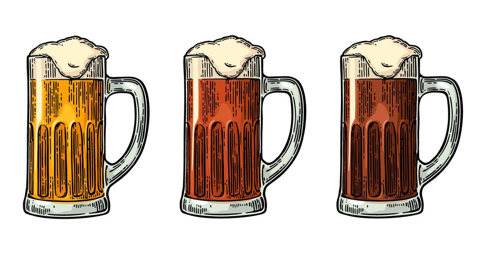 Beers in glasses illustration