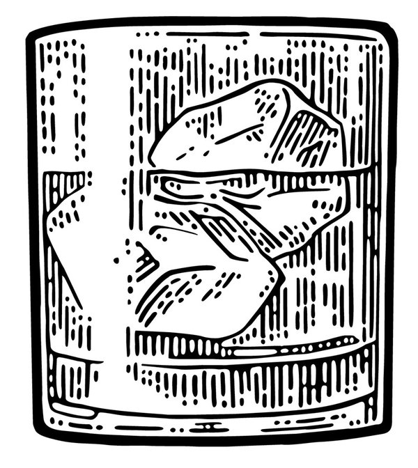Whiskey in glass illustration