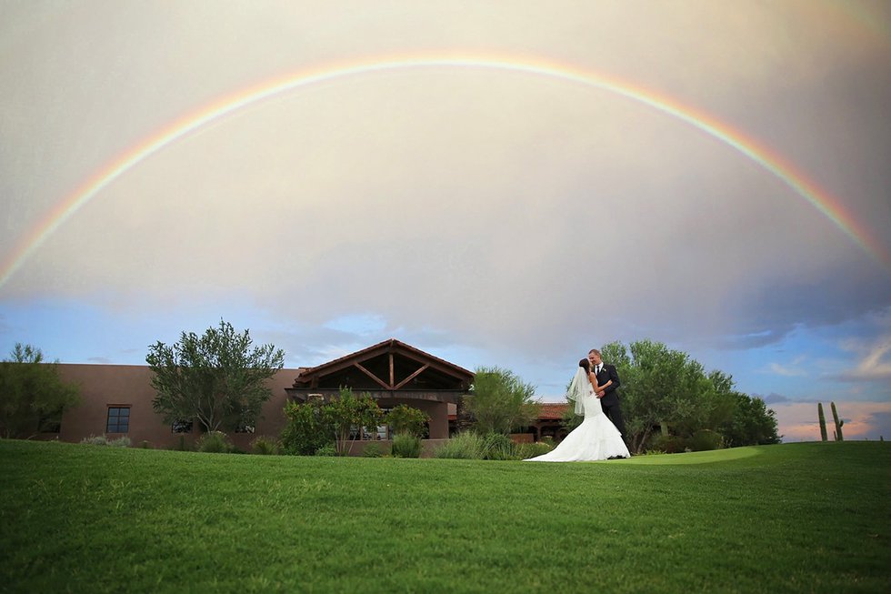 Rainbow wedding photo by Lottie Lillian Photography