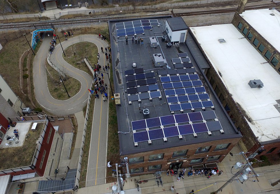 Solar panels at Escuela Verde