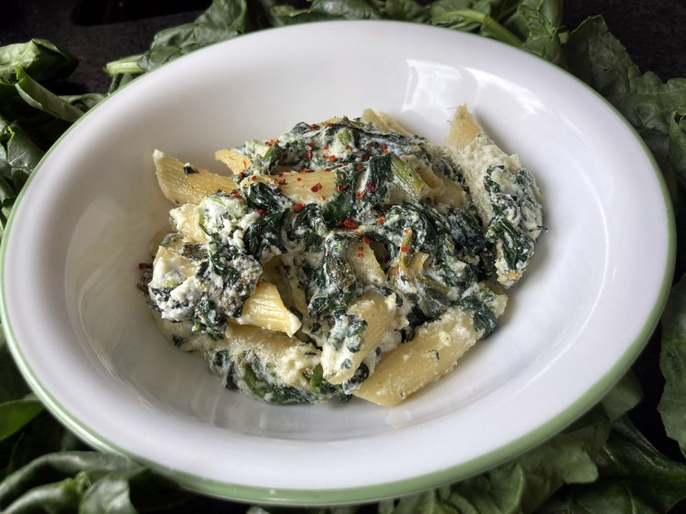 Squeezed Spinach Pasta