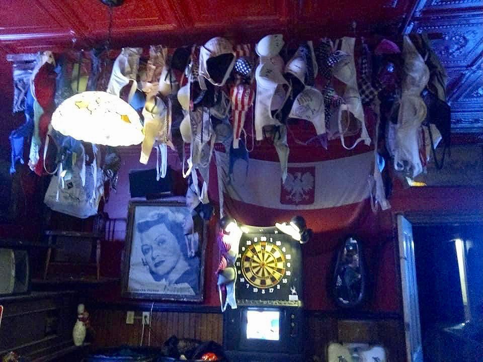 Bras hanging at the Holler House