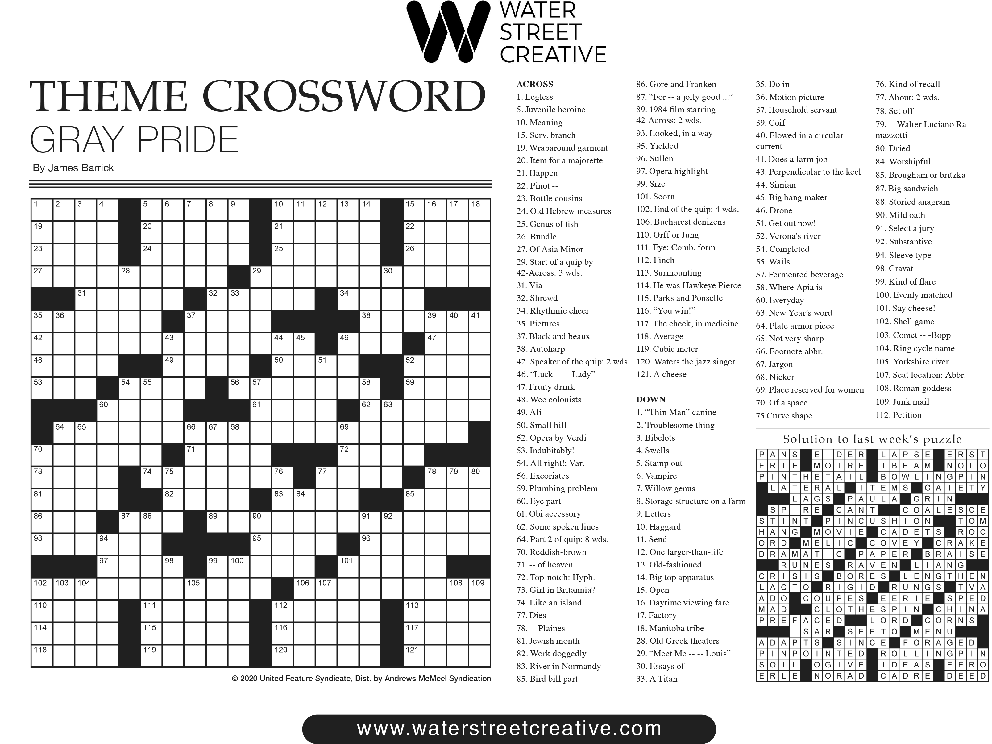 Puzzles: Printable Crossword - Issue: February 18, 2022