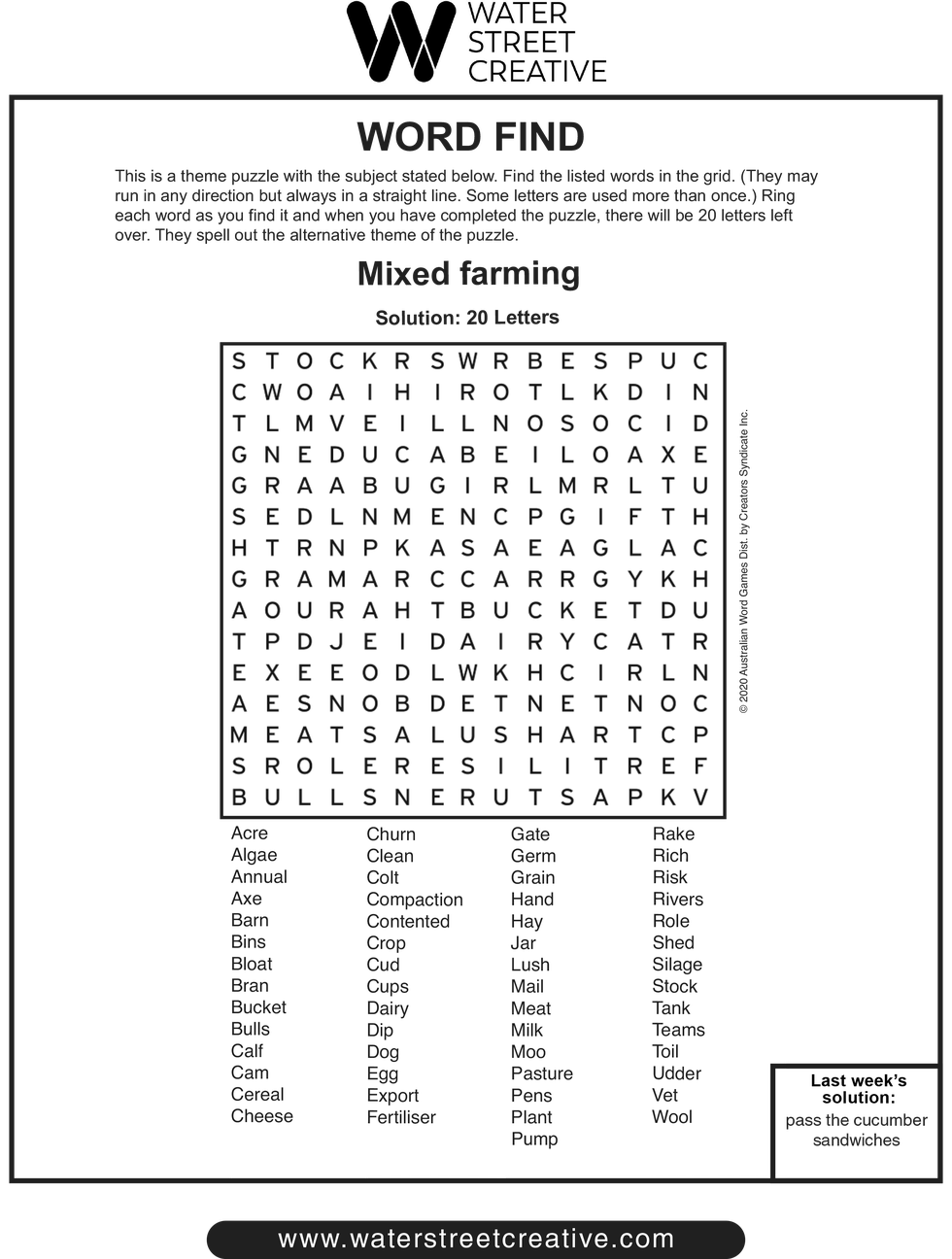 Word Find Week of September 22, 2022  Shepherd Express