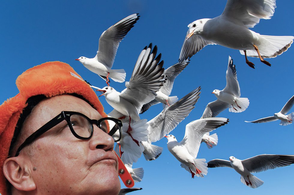 Art Kumbales with seagulls