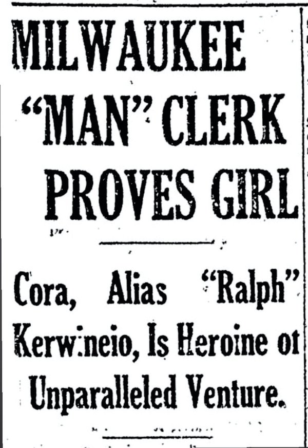 Cora Anderson newspaper headline 1914
