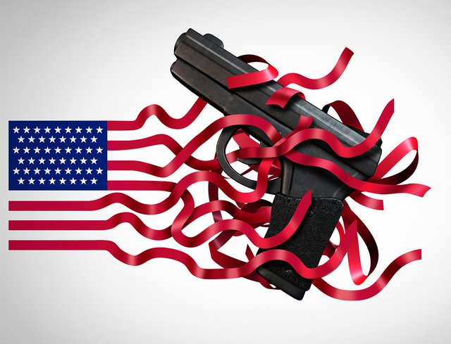 Handgun tangled in US flag