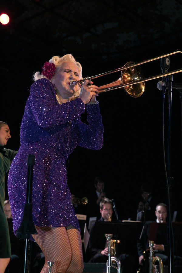 Gunhild Carling playing the trombone