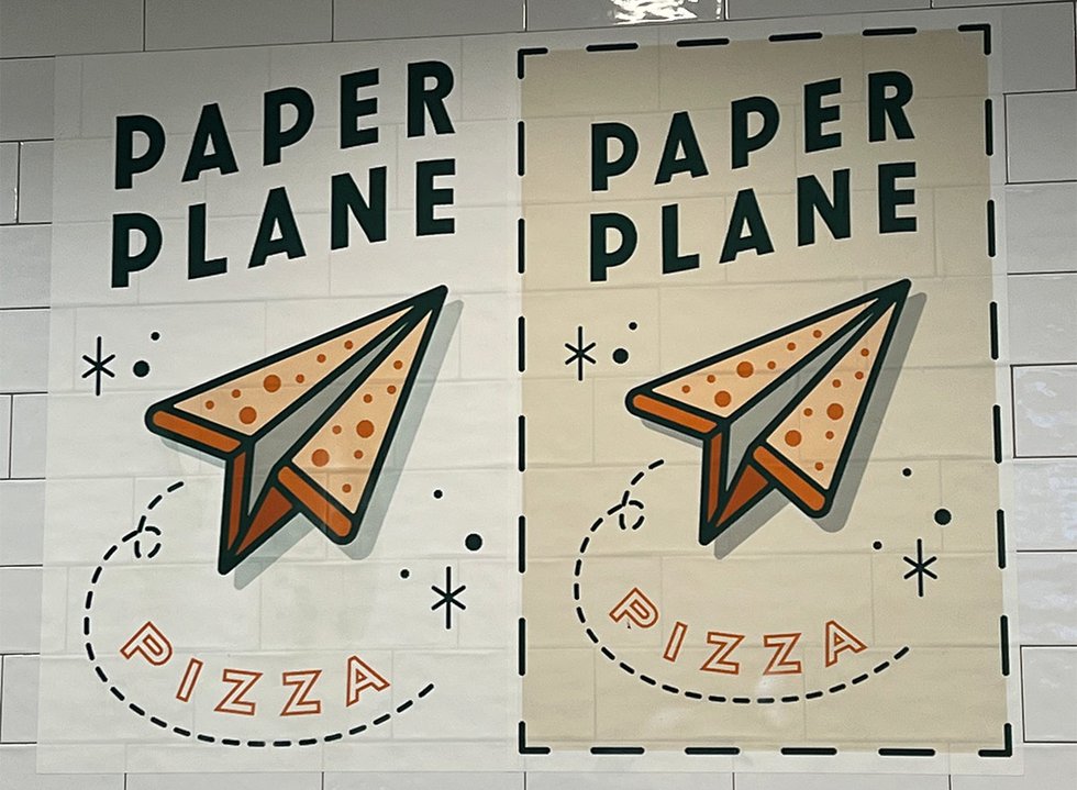 Paper Plane Pizza sign