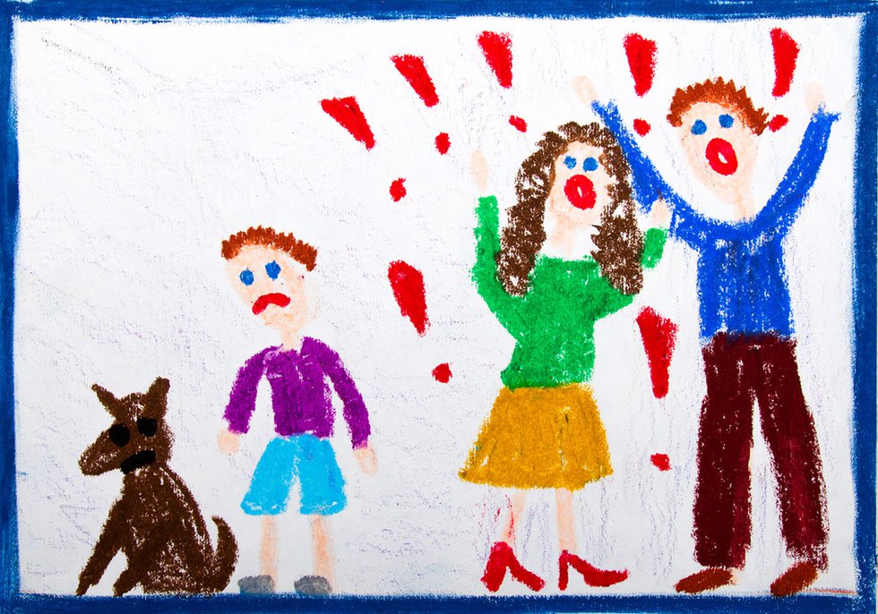 Child's drawing of dysfunctional family