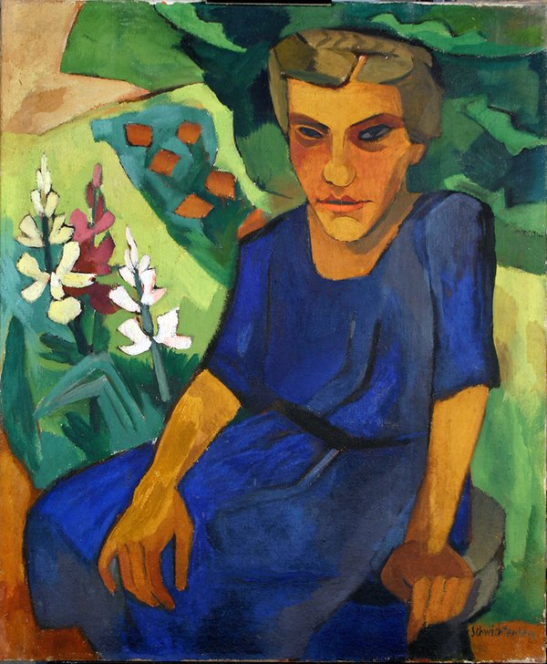 Sitzende mit Blumen (Seated Woman with Flowers) by Martel Schwichtenberg