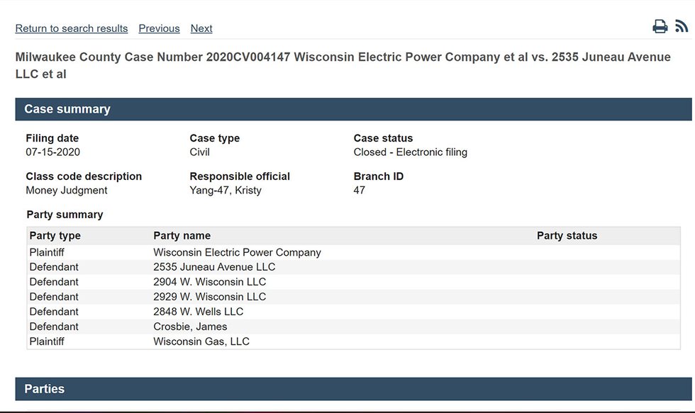 CCAP proof of We Energies suing James Crosbie