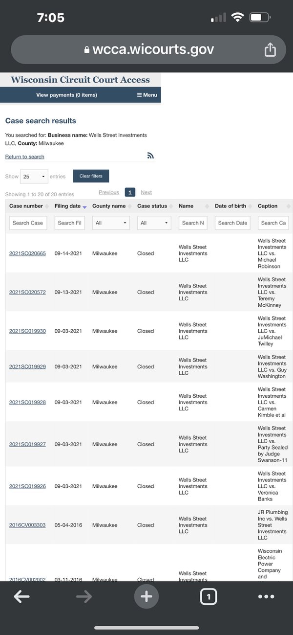 CCAP proof that James Crosbie has been using Wells Street Investments LLC since its dissolution