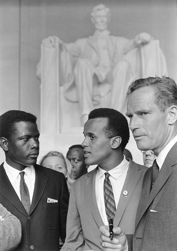 Poitier, Belafonte and Heston at 1963 Civil Rights March