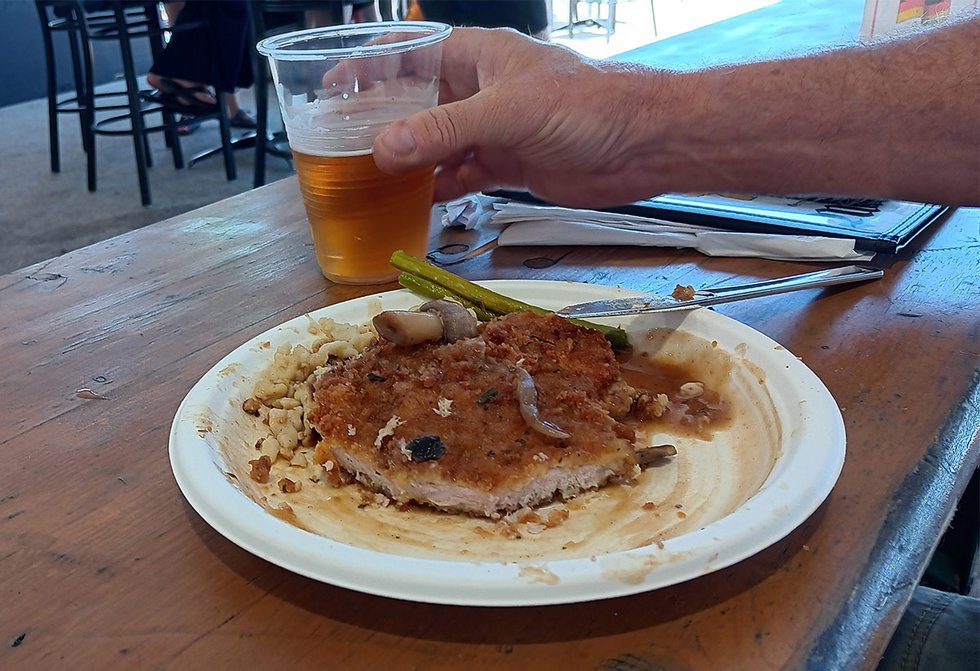 Pork Schnitzel and beer at German Fest