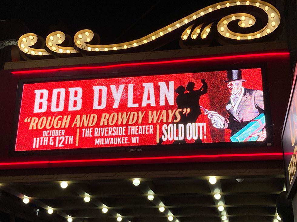 Bob Dylan marquee at Riverside Theater