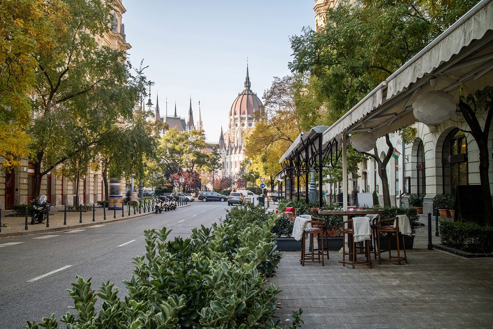 Budapest street with Parliament