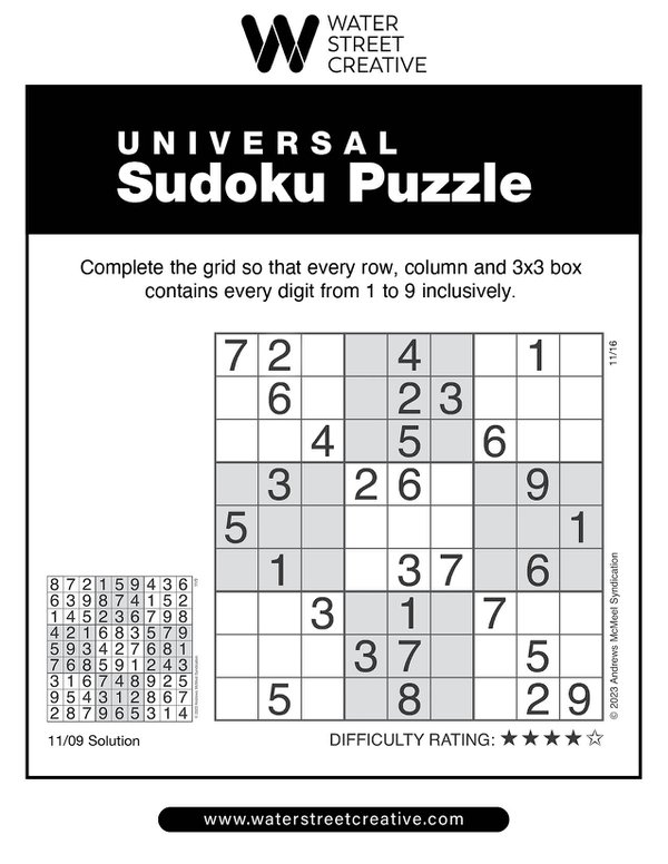 Sudoku November 16, 2023