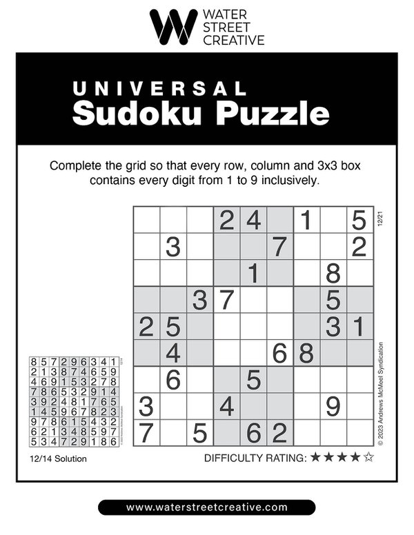 Sudoku December 21, 2023