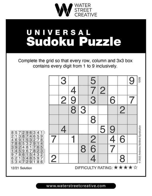 Sudoku December 28, 2023