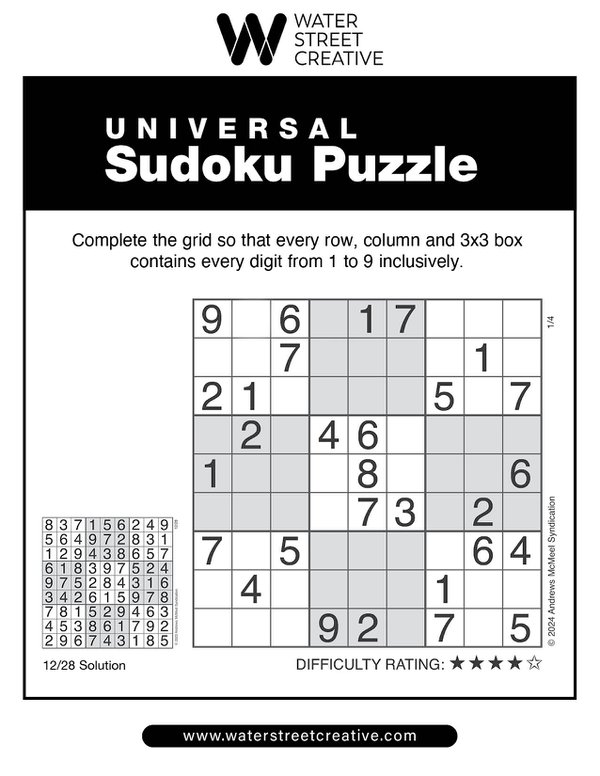 Sudoku January 4, 2024