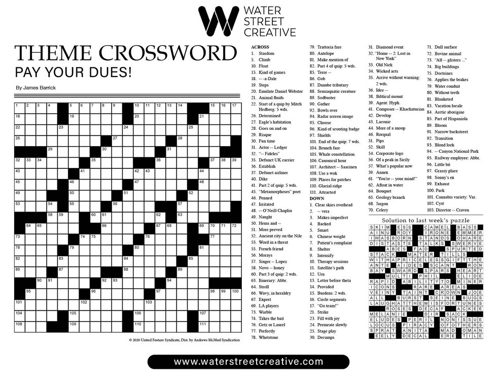 Crossword January 11 2024 Shepherd Express   Crossword 1142024 