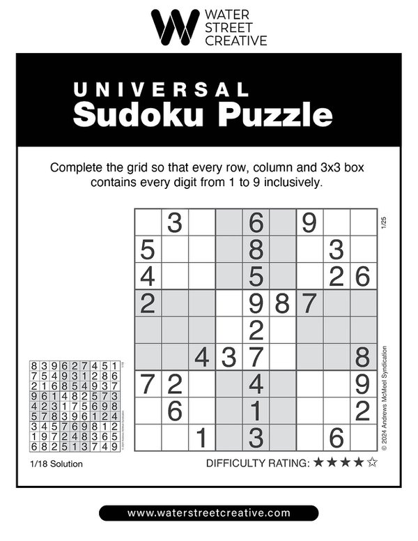 Sudoku: January 25, 2024