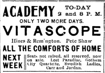 Academy of Music Vitascope, Milwaukee Sept. 1896