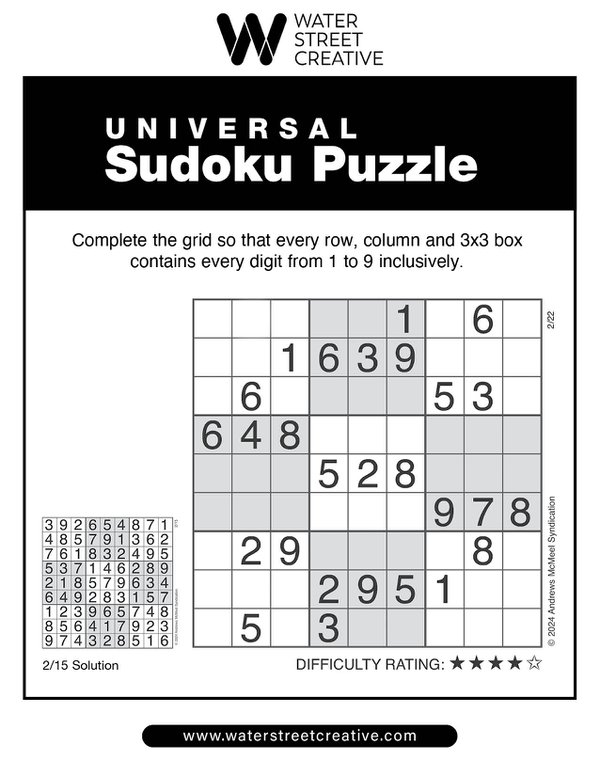 Sudoku: February 22, 2024