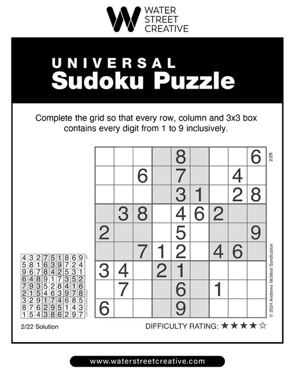 Sudoku: February 29, 2024