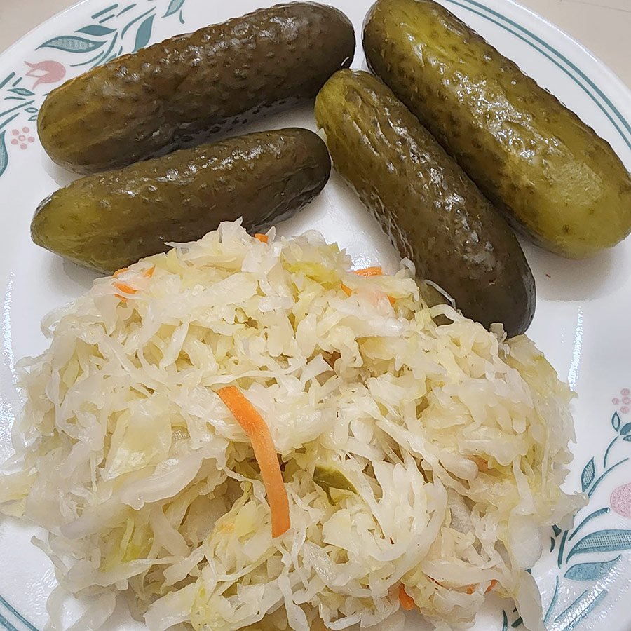 M&amp;P Polish Deli pickles and kraut