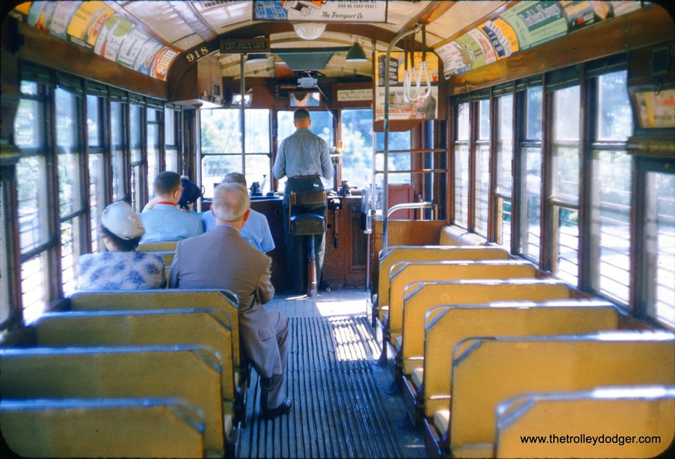 Milwaukee streecar interior, 1954