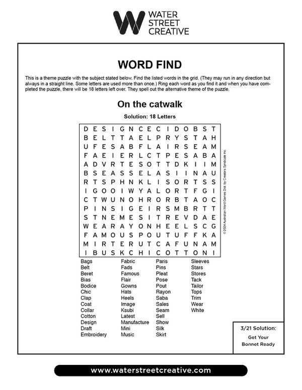 Word Find: March 28, 2024