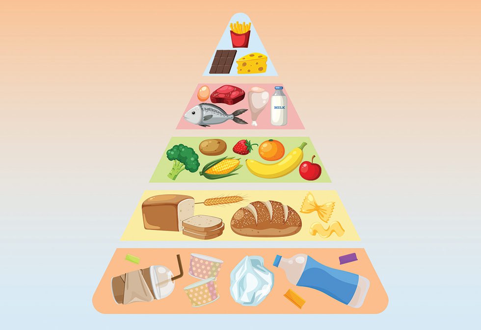 Food pyramid with plastics