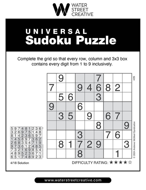 Sudoku: April 25, 2024