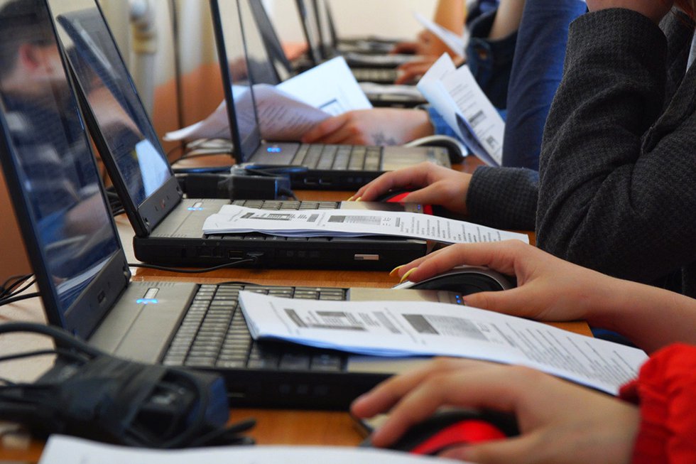 Students at computers